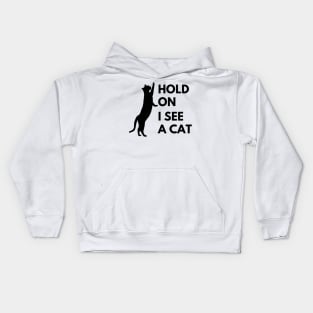 Hold on I see a cat Kids Hoodie